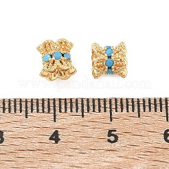 Brass Micro Pave Sky Blue Cubic Zirconia Beads&nbsp;KK-C172-03G