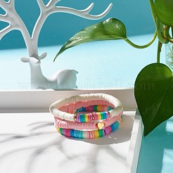 Handmade Polymer Clay Heishi Beads Stretch Kids Bracelets Set&nbsp;BJEW-JB07429-02