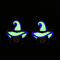 Halloween Theme Rack Plating Luminous Alloy Enamel Pendants&nbsp;ENAM-N056-235G