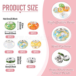 50Pcs 5 Colors Transparent Resin Rondelle European Beads&nbsp;RESI-TA0005-63A