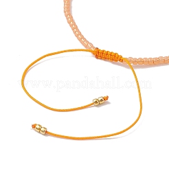 Adjustable Natural Sunstone & Seed Braided Bead Bracelets&nbsp;BJEW-JB10181-02
