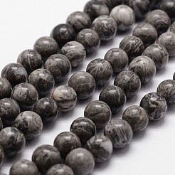 Natural Map Stone/Picasso Stone/Picasso Jasper Round Beads Strands&nbsp;G-E329-10mm-47