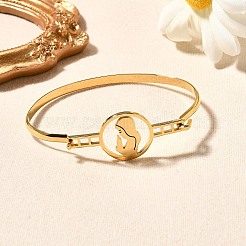 201 Stainless Steel Flat Round Link Bangles for Women&nbsp;LS-BJEW-R014-01G-05