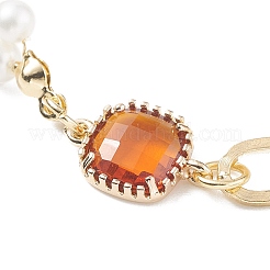 3Pcs 3 Color Glass Square Link Bracelets Set&nbsp;BJEW-TA00075