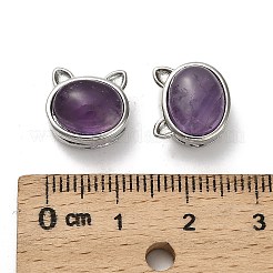Brass Pave Natural Amethyst Multi-Strand Links&nbsp;KK-D366-01P-G