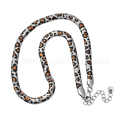 304 Stainless Steel Leopard Print Flat Snake Chain Necklaces for Women&nbsp;NJEW-A044-02B-P