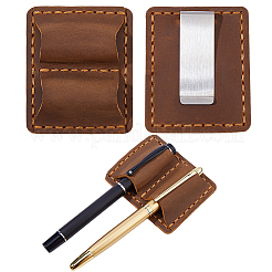 1Pc Leather Double Pen Pencil Holder Clip&nbsp;AJEW-CP0012-14A