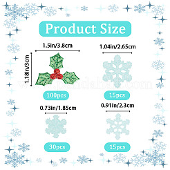 100Pcs Mistletoe/Holly Leaf Cloth Ornament Accessories&nbsp;DIY-GF0007-15