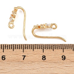 Brass Micro Pave Clear Cubic Zirconia Crown Earring Hooks&nbsp;KK-A274-04G