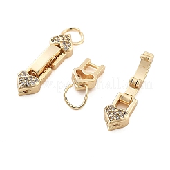Brass Micro Pave Clear Cubic Zirconia Fold Over Clasps&nbsp;KK-B125-13G-02