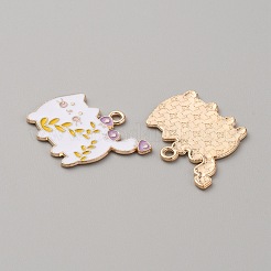 Golden Plated Alloy Enamel Pendants&nbsp;ENAM-WH0001-39G-05