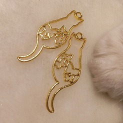 Zinc Alloy Kitten Open Back Bezel Pendants&nbsp;PALLOY-F242-10G