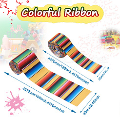 2Rolls 2 Styles Stripe Pattern Printed Polyester Grosgrain Ribbon&nbsp;OCOR-TA0001-37F