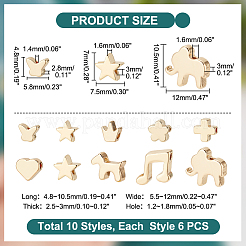 60Pcs 10 Style Brass Beads&nbsp;KK-PH0037-04