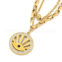 Ion Plating(IP) 201 Stainless Steel & Plastic Pearl Double Layered Necklaces&nbsp;NJEW-K270-23G