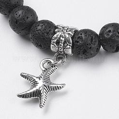 Natural Lava Rock Beads Charm Bracelets&nbsp;BJEW-O161-30