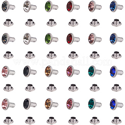 120 Sets 12 Colors Brass Rhinestone Rivets&nbsp;FIND-CY0001-60