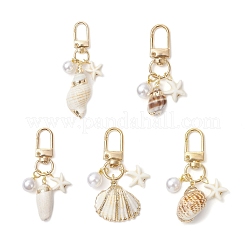 Spiral Shell & Synthetic Turquoise Starfish Pendant Decorations&nbsp;HJEW-JM03171