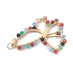 Natural Multi-Color Agate Faceted Pendants&nbsp;PALLOY-JF02564-01