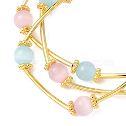 Cat Eye Round Beads Multi-strand Bracelets for Women&nbsp;BJEW-JB12338-01