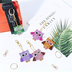 DIY 5D Owl Diamond Painting Keychain Kit&nbsp;DIY-WH0163-82A