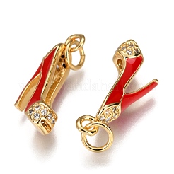 Brass Micro Pave Clear Cubic Zirconia Stilettos Pendants&nbsp;ZIRC-B002-35G