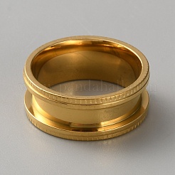 201 Stainless Steel Grooved Finger Ring Settings&nbsp;STAS-WH20002-05B-G