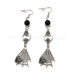 Halloween Alloy Skull Dangle Earrings&nbsp;EJEW-K316-01B-AS
