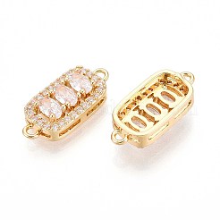 Brass Pave Clear Cubic Zirconia Connector Charms&nbsp;KK-N284-05G