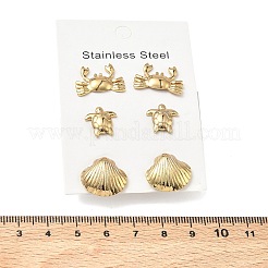 3 Pairs 304 Stainless Steel Stud Earrings&nbsp;EJEW-D353-03G-02