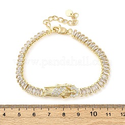 Brass Micro Pave Clear Cubic Zirconia Rectangle Link Chain Bracelets for Women&nbsp;BJEW-U044-01B-G