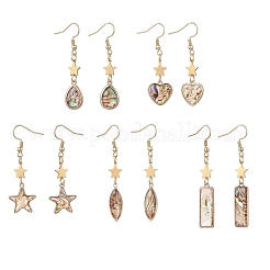 5 Pairs 5 Styles Brass Enamel Dangle Earrings&nbsp;EJEW-JE06570