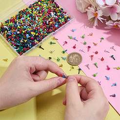 1200Pcs 12 Colors Flat Round Iron Brads&nbsp;FIND-PH0027-44