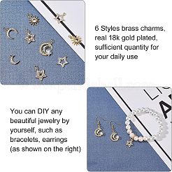 12Pcs 6 Style Brass Cubic Zirconia Charms&nbsp;ZIRC-FH0001-36