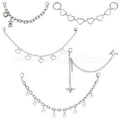 5Pcs 5 Styles Iron & Alloy Charm Shoes Chain with Alloy Clasp and ABS Beads&nbsp;DIY-PH0038-90