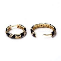 Brass Micro Pave Clear Cubic Zirconia Huggie Hoop Earrings&nbsp;EJEW-H121-22G