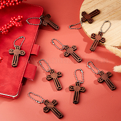 70Pcs Cross Wood Pendant Decorations&nbsp;HJEW-FH00123