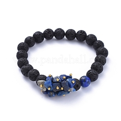 Natural Lava Rock Round Beads Stretch Bracelets&nbsp;BJEW-JB05118