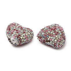 Sparkling Acrylic Heart Beads with Rhinestone Embellishment&nbsp;OACR-NH0001-02B-02