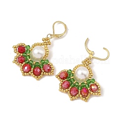 Christmas 304 Stainless Steel with Glass Seed Beads Levreback Earrings&nbsp;EJEW-MZ00822