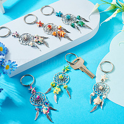 7Pcs Synthetic Turquoise & Alloy Keychain&nbsp;KEYC-TAC00042