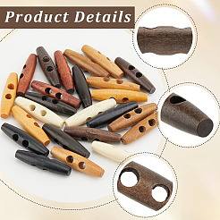 32Pcs 8 Colors 2-Hole Wood Buttons&nbsp;DIY-GF0011-42A