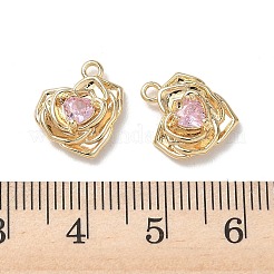 Valentine's Day Brass Micro Pave Cubic Zirconia Charms&nbsp;KK-P355-15G-02