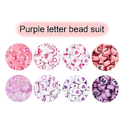 8 Style Pink & Purple Series Opaque Acrylic Beads&nbsp;MACR-YW0001-50
