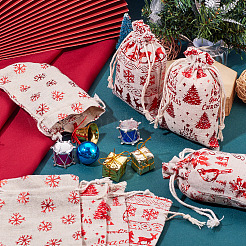 20Pcs 4 Styles Christmas Theme Cotton Fabric Cloth Bags&nbsp;ABAG-TA0002-04B