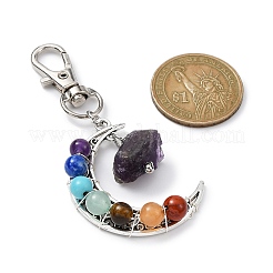 Wire Wrapped Chakra Synthetic & Natural Mixed Stone & Alloy Moon Pendant Decorations&nbsp;HJEW-JM01575