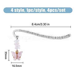 4Pcs 4 Style Acrylic Butterfly Pendant Bookmarks with Natural Gemstone Chips&nbsp;AJEW-PH01475