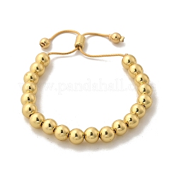 Rack Plating Brass Round Beaded Slider Bracelet for Women&nbsp;X-BJEW-B066-01A-01