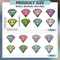 16Pcs 8 Colors Diamond Towel Cloth Computerized Embroidery Cloth Iron On/Sew On Patches&nbsp;PATC-FG0002-89
