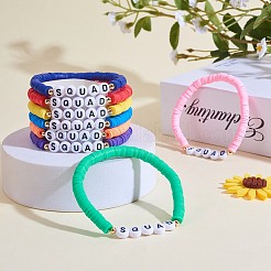8Pcs 8 Colors Polymer Clay Heishi Surfer Stretch Bracelets Set&nbsp;BJEW-SW00085